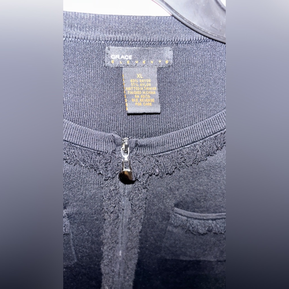 Grace Elements Elegant Black Cardigan~Fits better as a large - Picture 2 of 6